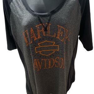 Harley-Davidson Gray and Black Tee with Orange Embroidery